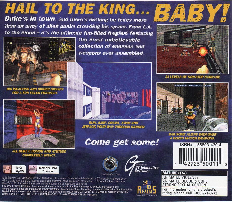Back Cover for Duke Nukem 3D (PlayStation)