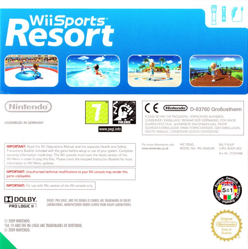 Back Cover for Wii Sports Resort (Wii) (Bundled with Wii)