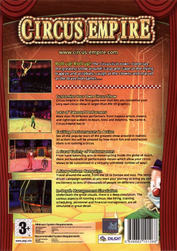 Back Cover for Circus Empire (Windows)