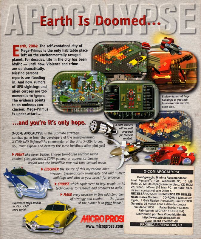 Back Cover for X-COM: Apocalypse (DOS)