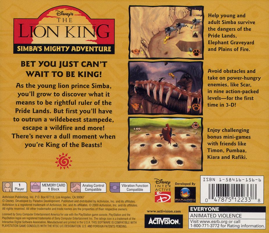 Disney's The Lion King: Simba's Mighty Adventure cover or packaging ...