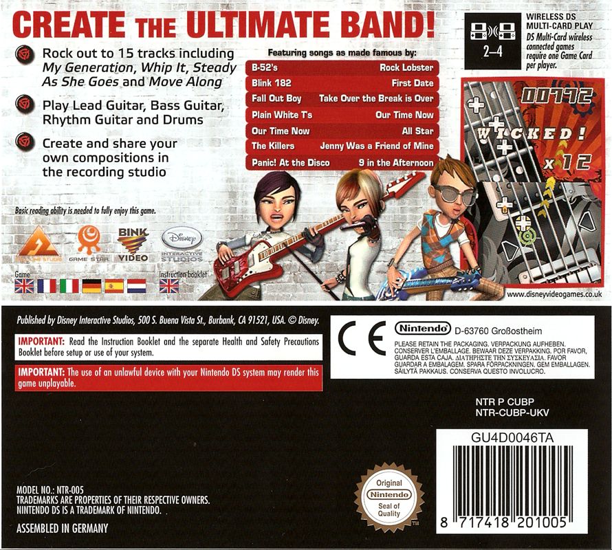 Back Cover for Ultimate Band (Nintendo DS)