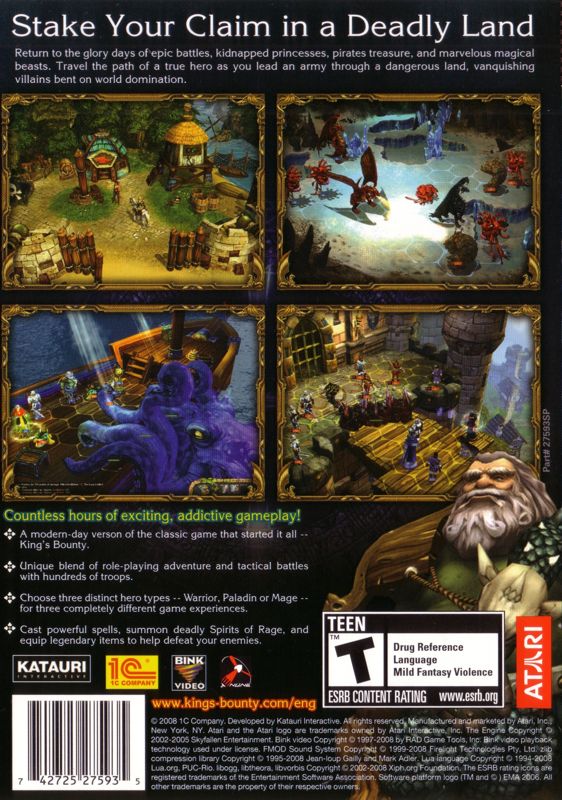 Back Cover for King's Bounty: The Legend (Windows)