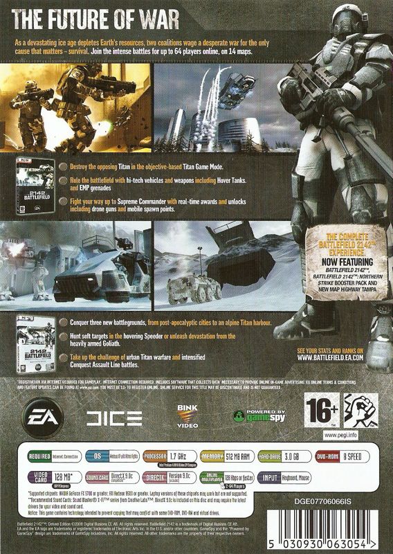 Back Cover for Battlefield 2142: Deluxe Edition (Windows)