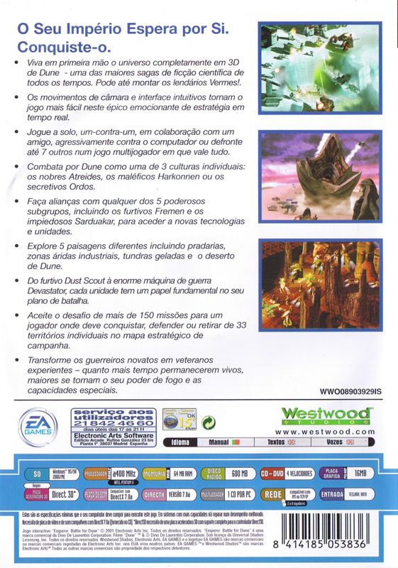 Back Cover for Emperor: Battle for Dune (Windows) (EA Classics release)