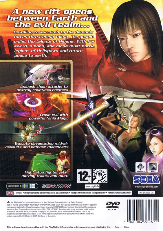 Back Cover for Nightshade (PlayStation 2)