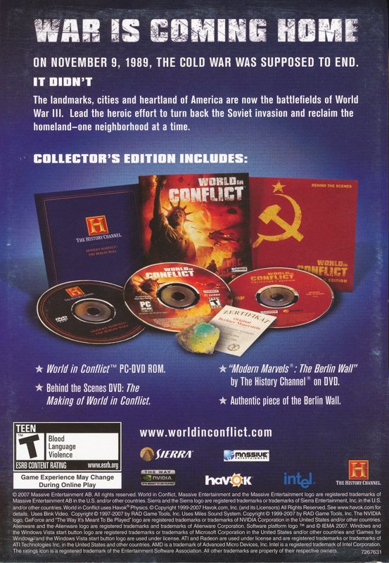 Back Cover for World in Conflict (Collector's Edition) (Windows)