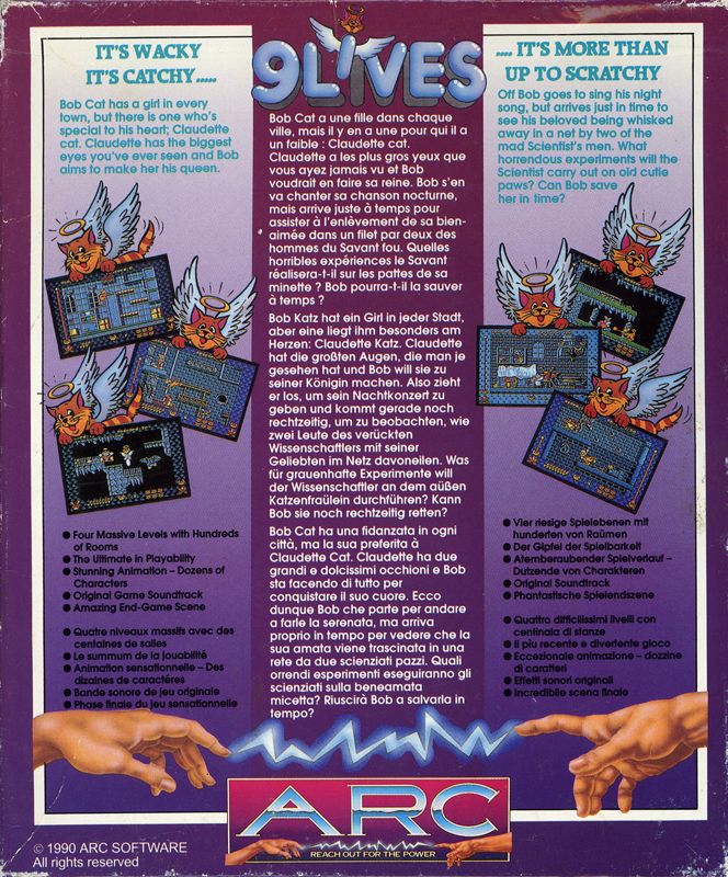 Back Cover for 9 Lives (Atari ST)