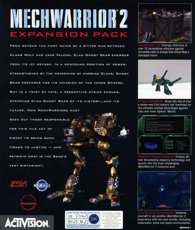 Back Cover for MechWarrior 2: Ghost Bear's Legacy (DOS)