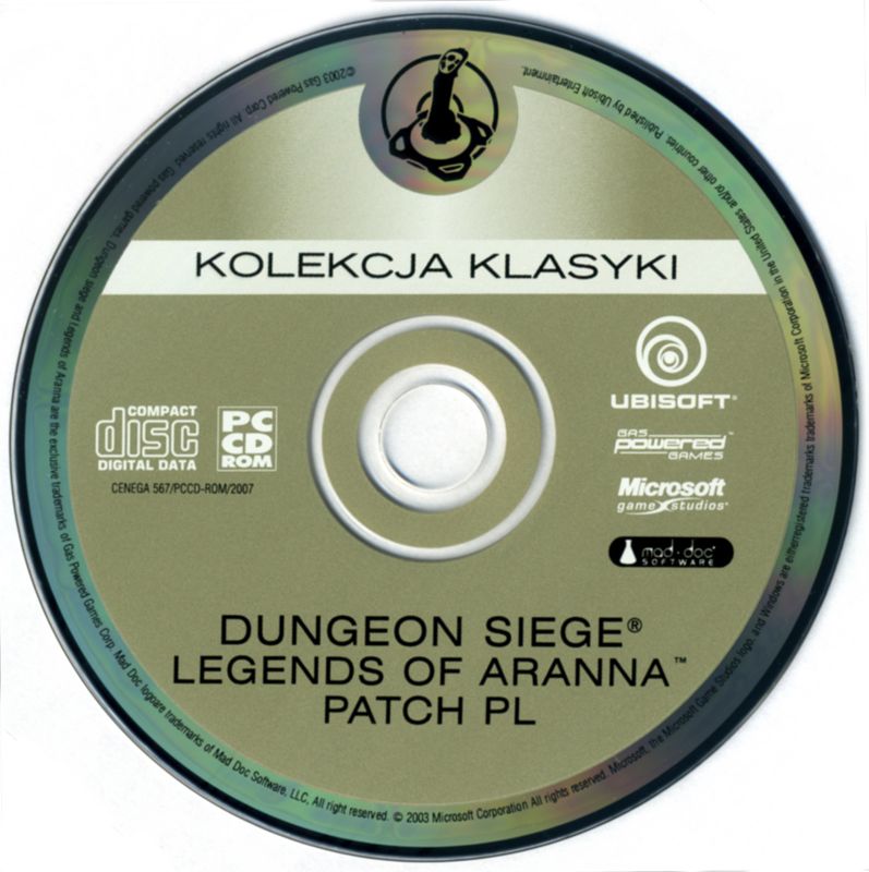 Media for Dungeon Siege: Legends of Aranna (Windows) (Kolekcja Klasyki release): Patch PL Disc