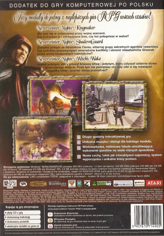 Back Cover for Neverwinter Nights: Kingmaker (Windows) (eXtra Klasyka release)