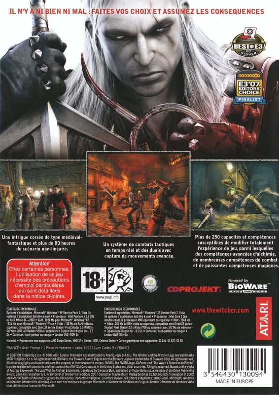 Back Cover for The Witcher (Windows)
