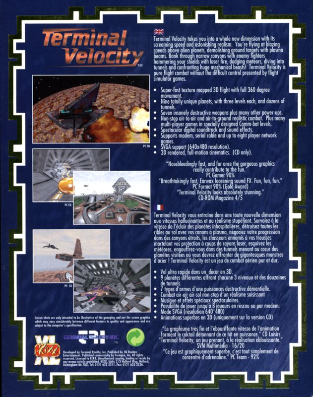 Terminal Velocity cover or packaging material MobyGames