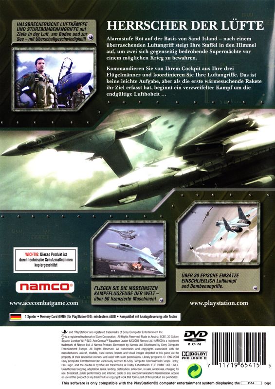 Back Cover for Ace Combat 5: The Unsung War (PlayStation 2)