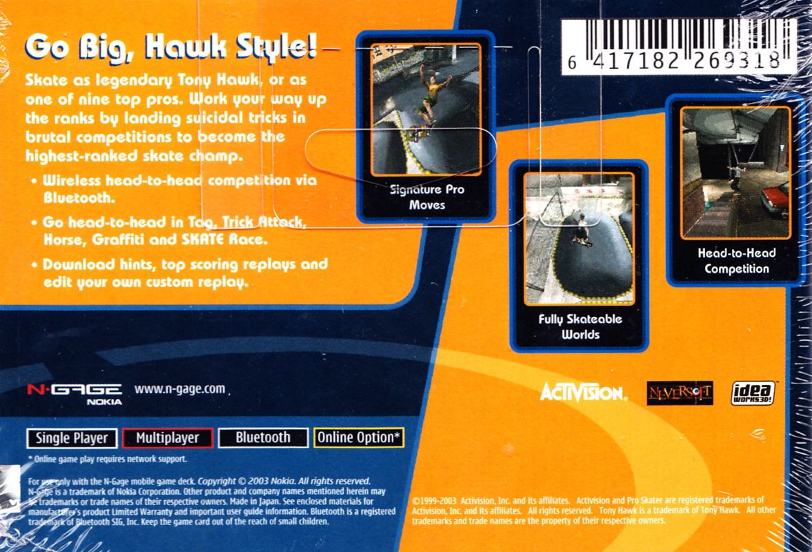 Back Cover for Tony Hawk's Pro Skater (N-Gage)