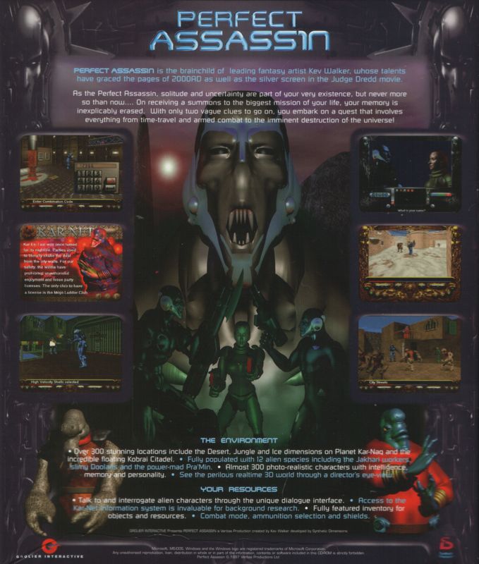 Back Cover for Perfect Assassin (DOS)