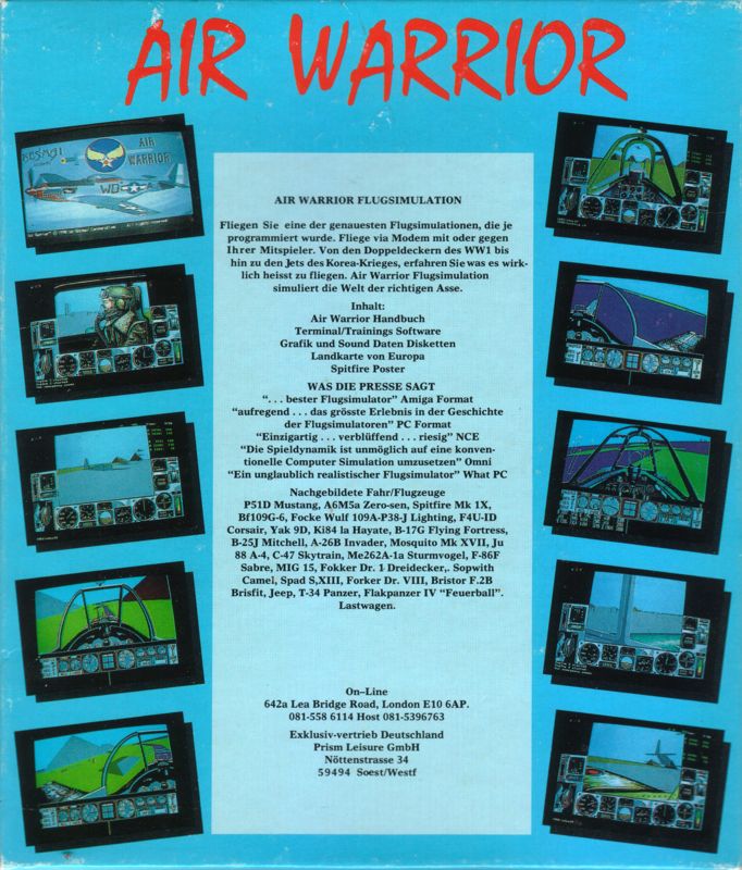 Back Cover for Air Warrior (DOS)