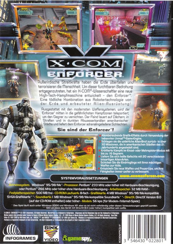 Back Cover for X-COM: Enforcer (Windows)