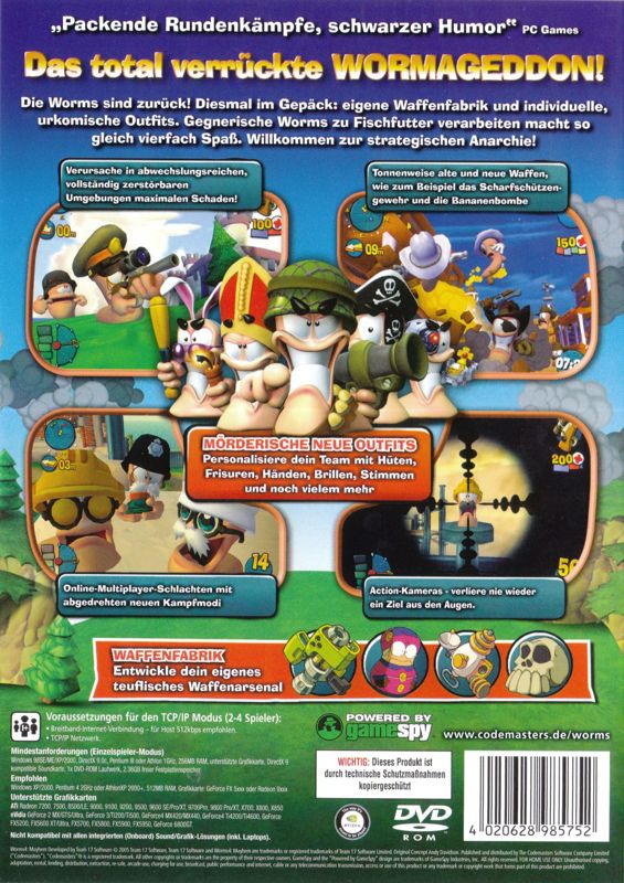 Back Cover for Worms 4: Mayhem (Windows) (Re-release (.pdf-manual only))