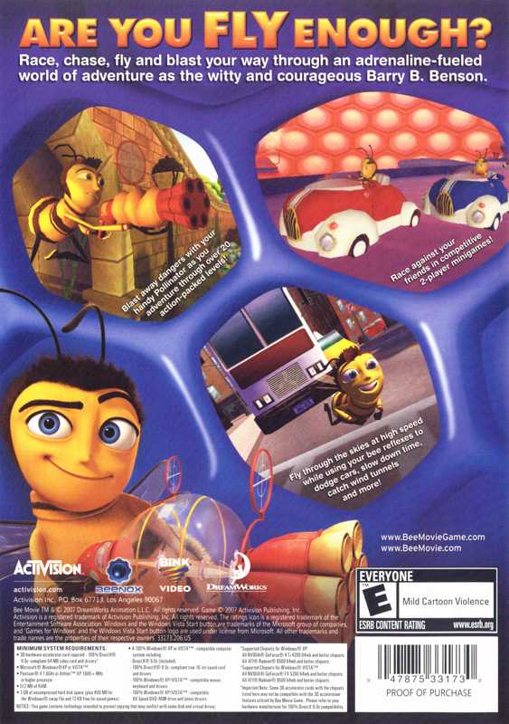 Back Cover for Bee Movie Game (Windows)