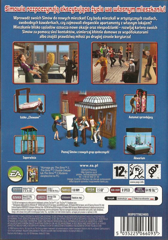 Back Cover for The Sims 2: Apartment Life (Windows)