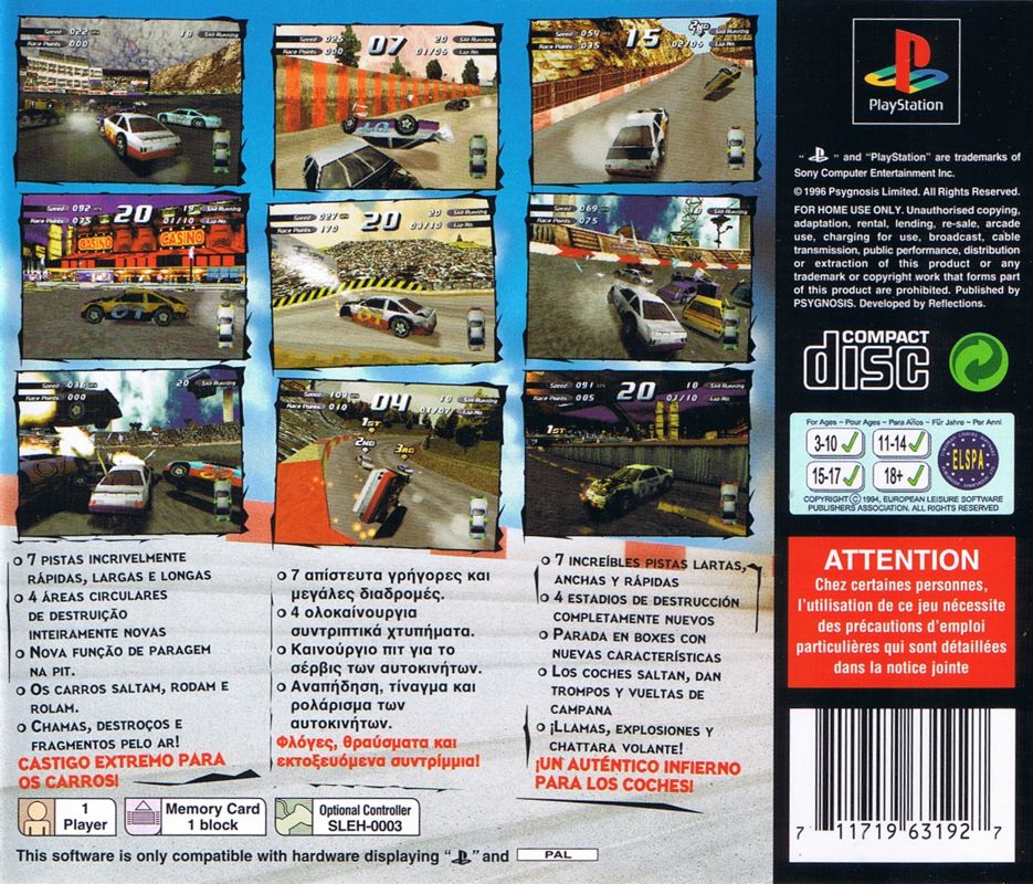 Back Cover for Destruction Derby 2 (PlayStation)