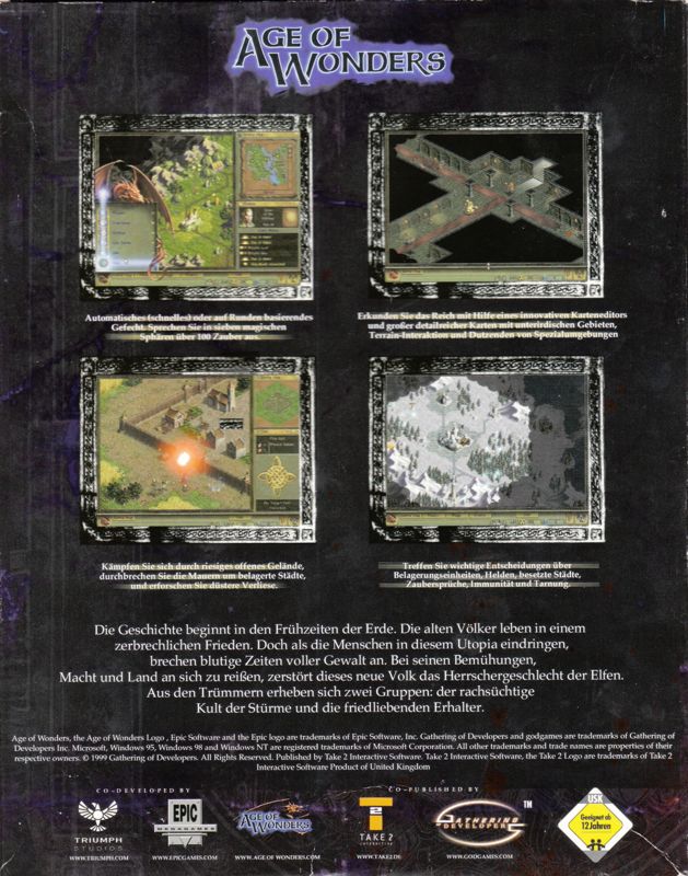 Back Cover for Age of Wonders (Windows)