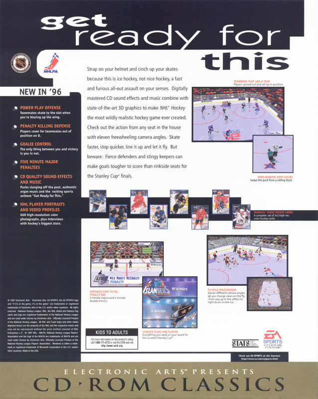 Back Cover for NHL 96 (DOS) (EA CD-ROM Classics Release)