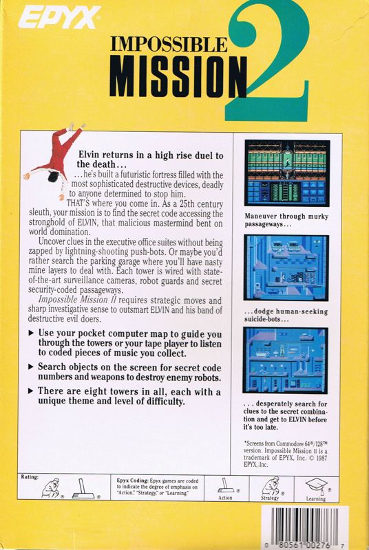 Back Cover for Impossible Mission II (Commodore 64)