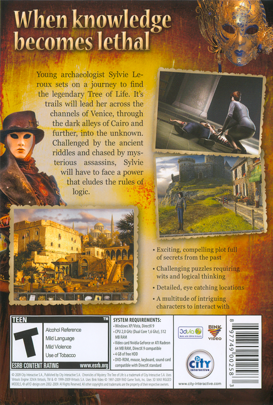 Back Cover for Chronicles of Mystery: The Tree of Life (Windows)