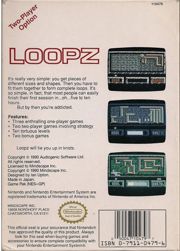 Back Cover for Loopz (NES)