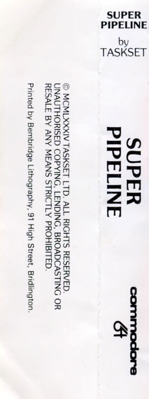 Back Cover for Super Pipeline (Commodore 64)