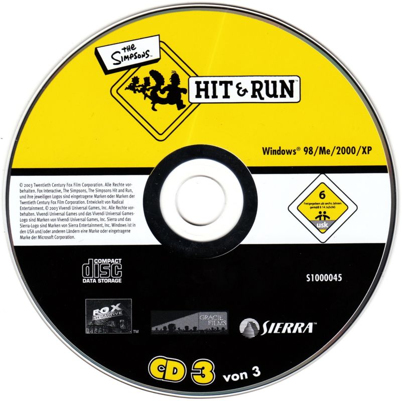 Media for The Simpsons: Hit & Run (Windows) (First release): Disc 3