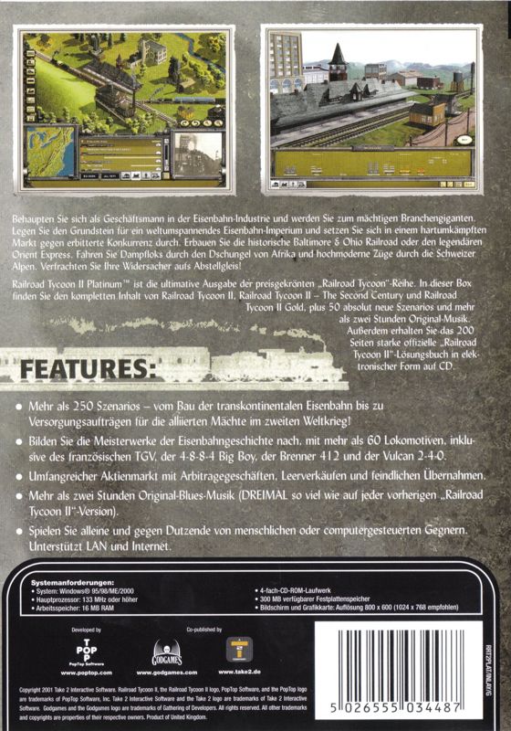 Back Cover for Railroad Tycoon II: Platinum (Windows)