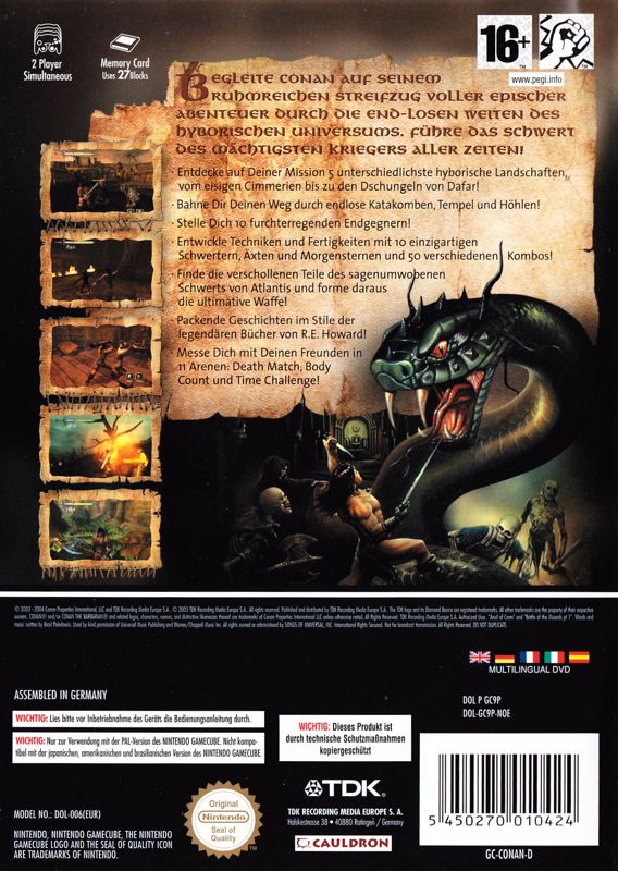 Back Cover for Conan (GameCube)