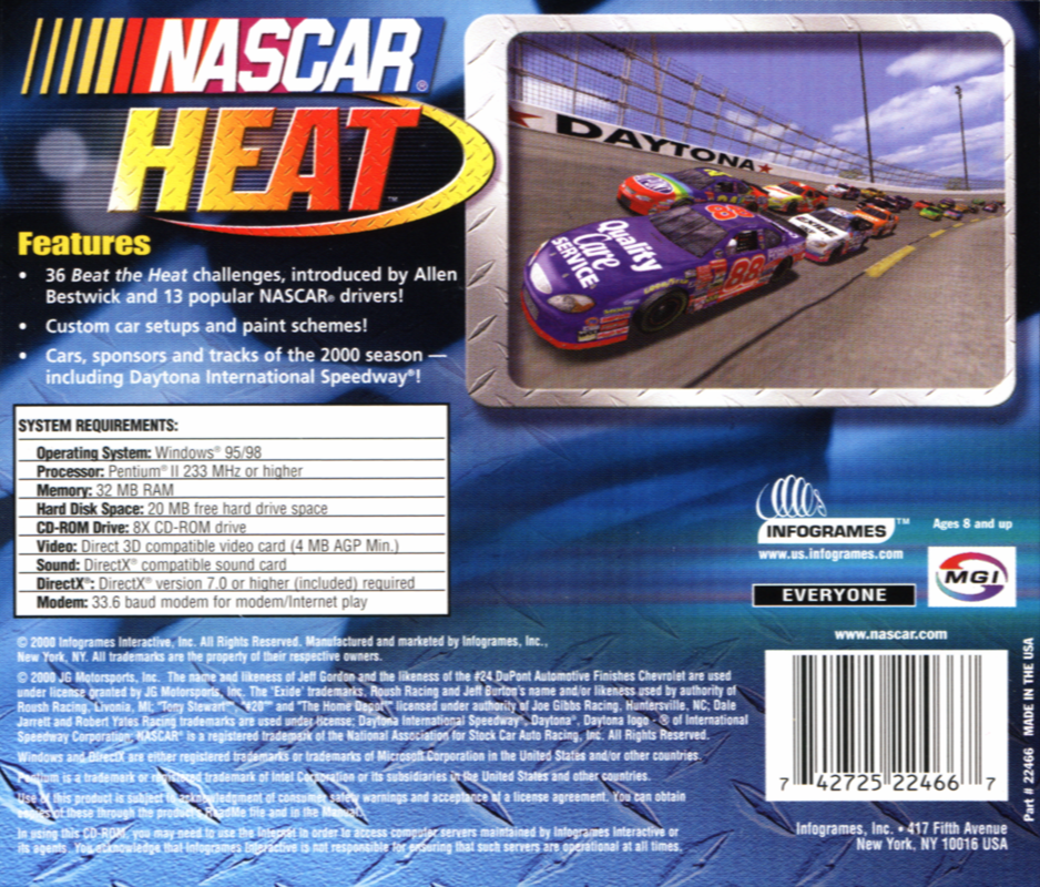 Back Cover for NASCAR Heat (Windows)
