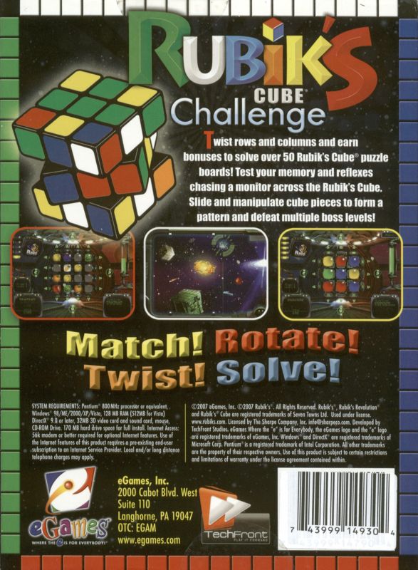 Back Cover for Rubik's Cube Challenge (Windows)