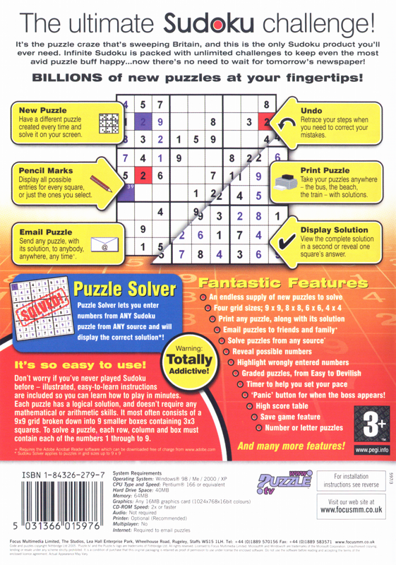 Back Cover for Infinite Sudoku (Windows)