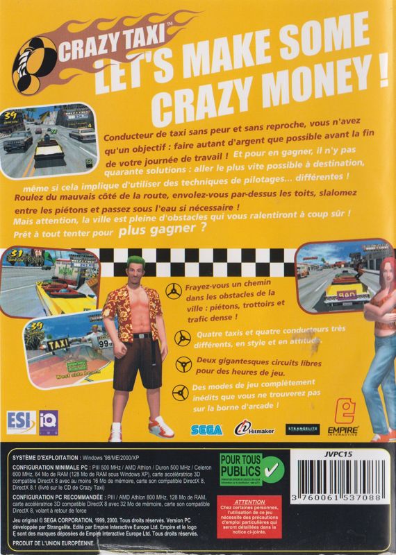 Back Cover for Crazy Taxi (Windows) (ESI late release (2005))