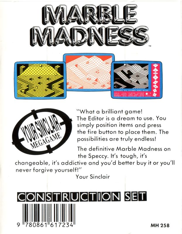 Back Cover for Marble Madness Construction Set (ZX Spectrum)