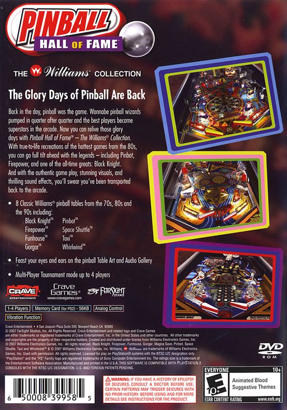 Back Cover for Pinball Hall of Fame: The Williams Collection (PlayStation 2)