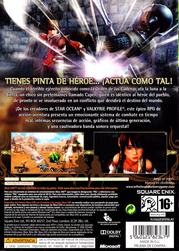 Back Cover for Infinite Undiscovery (Xbox 360)