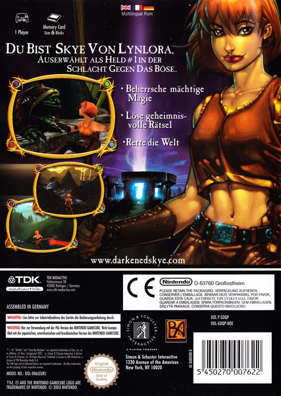 Back Cover for Darkened Skye (GameCube)