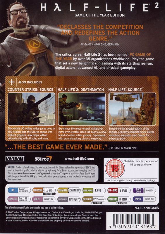 Back Cover for Half-Life 2: Game of the Year Edition (Windows)