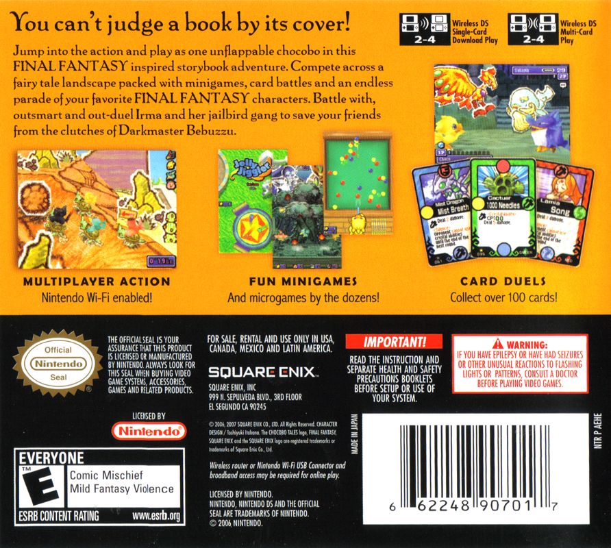 Back Cover for Final Fantasy Fables: Chocobo Tales (Nintendo DS)
