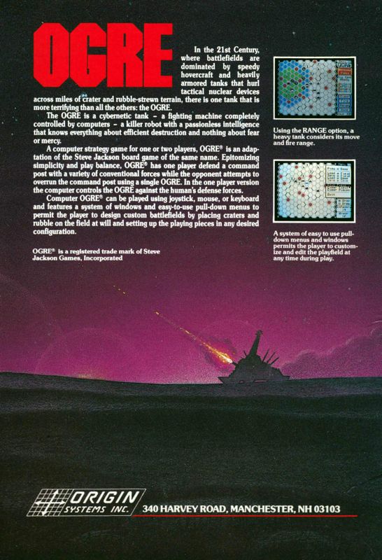 Back Cover for Ogre (Atari 8-bit)