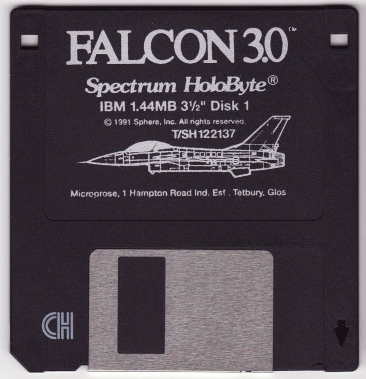 Media for Falcon 3.0 (DOS): Disk 1 of 5 (disks 1 to 4 are HD 1,44Mb black floppies)