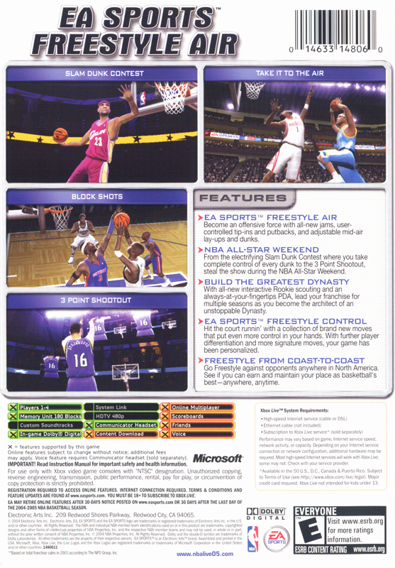 Back Cover for NBA Live 2005 (Xbox)