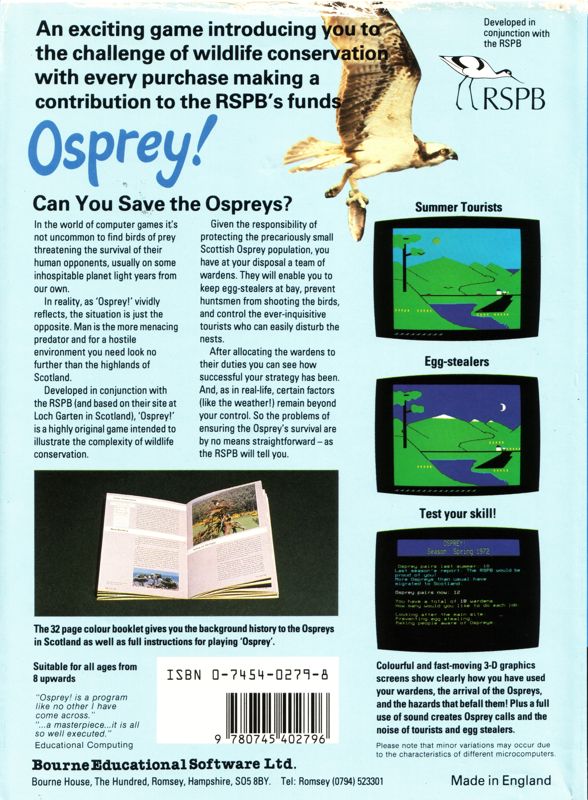 Back Cover for Osprey! (Commodore 64)