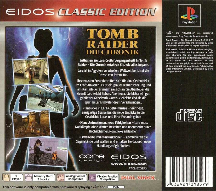 Tomb Raider: Chronicles cover or packaging material - MobyGames